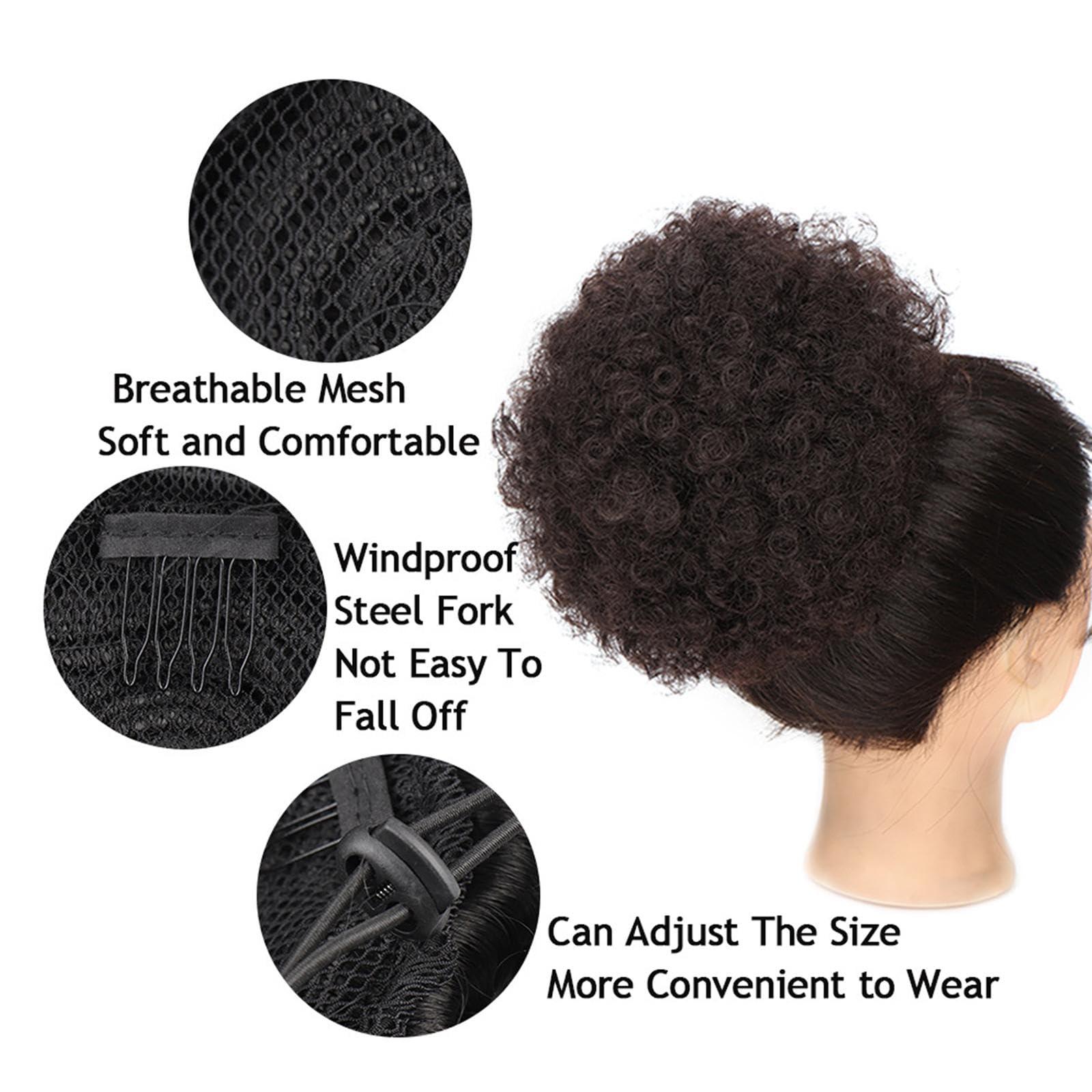 Almencla Almencla Elegant Afro Hair Updo for Special Occasions, 15cm, Black
