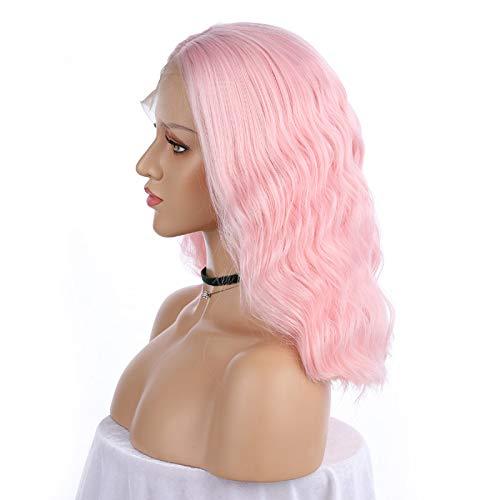 lara&missy lara&missy Pink Wig Lace Front Kinky Water Wave Wavy Curly Curl Natural Hair Effect Pink Wig with Baby Hair