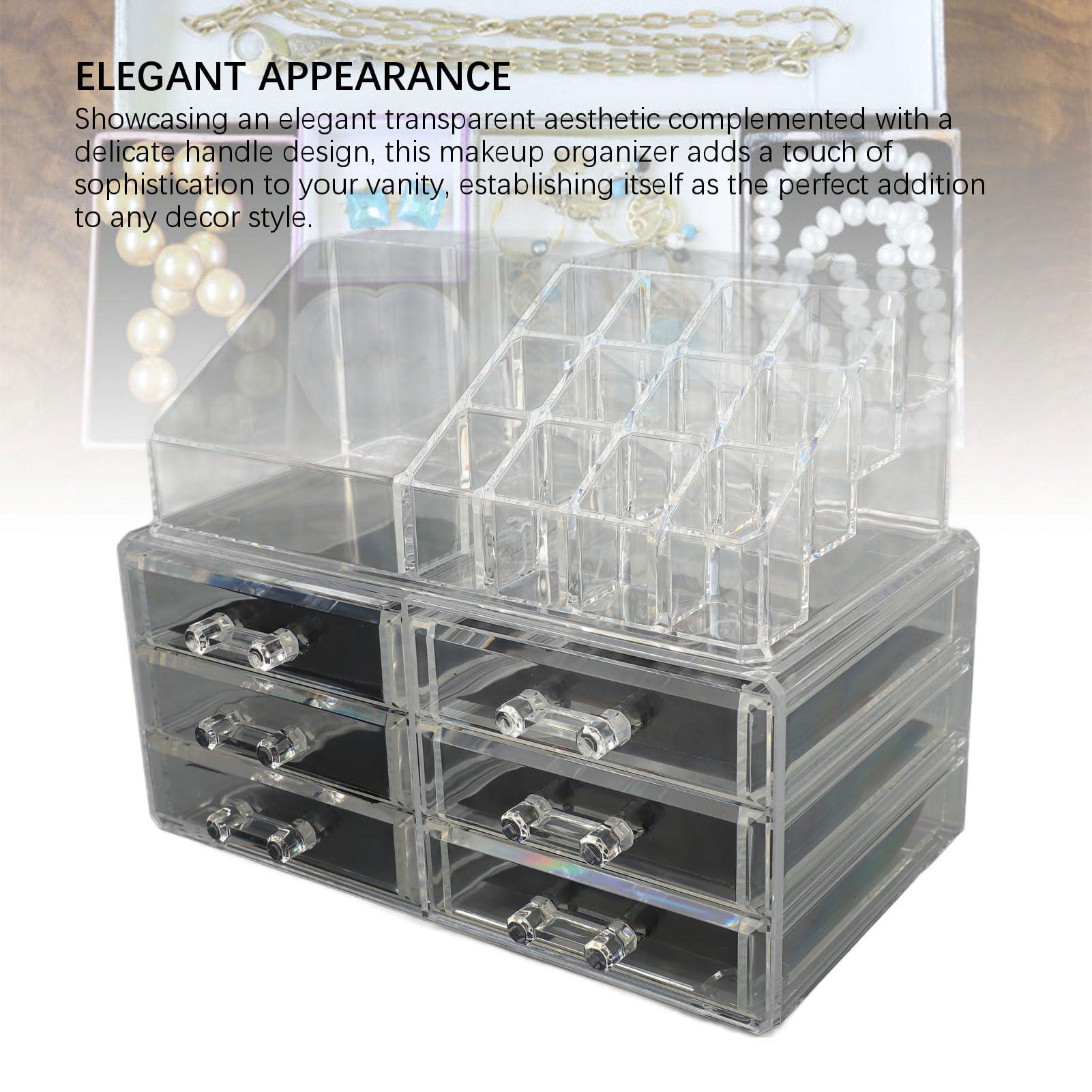 Pyhodi Pyhodi Clear Makeup Organizer, Stackable Cosmetic Display Case with 6 Drawers, 1 Tray, Cosmetic Display Case for Jewelry, Hair Accessories, Skincare Product Organizing, Pyhodikpq4om8wfa