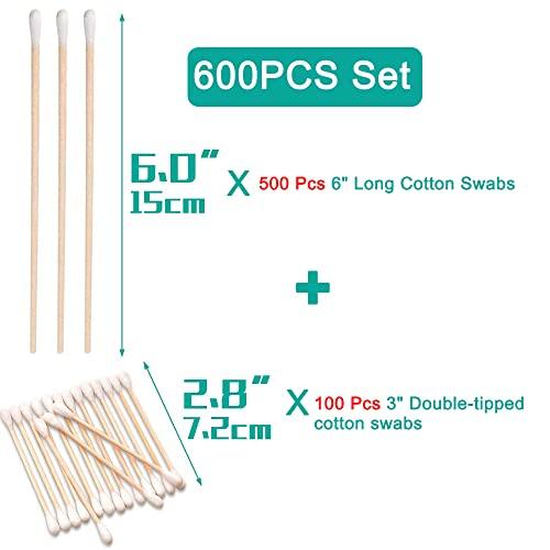 eyxformula 600 Pcs Long Cotton Swabs + 300 Pcs Bamboo Cotton Swabs