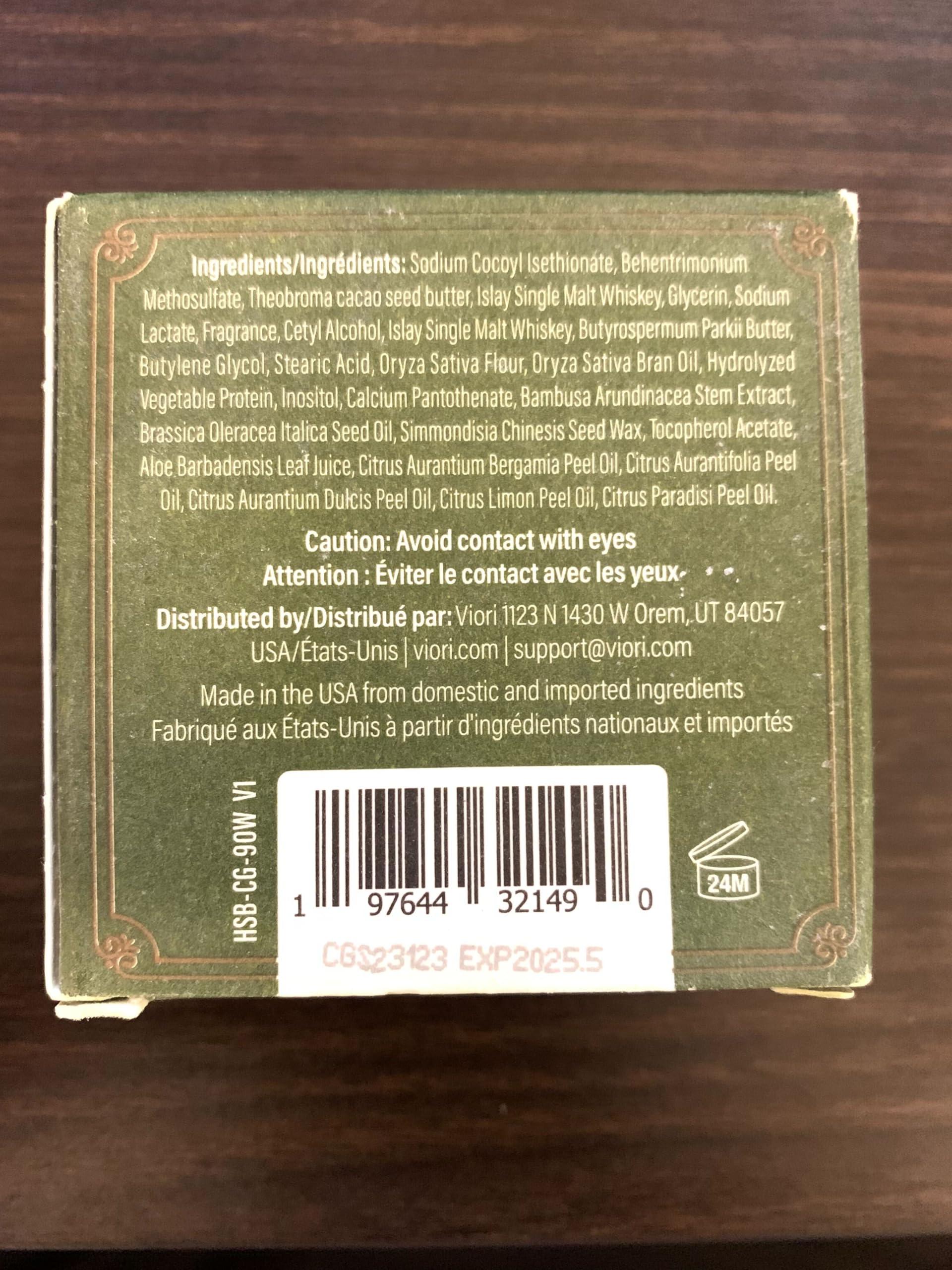 Viori Hamish & Co. Shampoo Bar - Citron & Ginger - Shampoo for Men - Handcrafted with Scottish Islay and Whiskey Infused - Made from Natural Ingredients - Sulfate, Paraben, Cruelty, and Plastic-Free