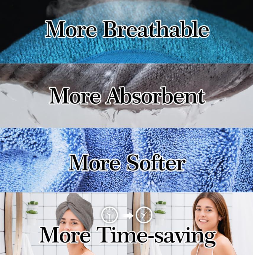 YoulerTex YoulerTex Ultra Plush Microfiber Hair Towel Wrap for Women, 2 Pack 10 inch X 26inch Purple, Ultra Absorbent Twist Hair Turban Drying Cap Hair Wrap, for Drying Curly, Long & Thick Hair (Peachy Beige)