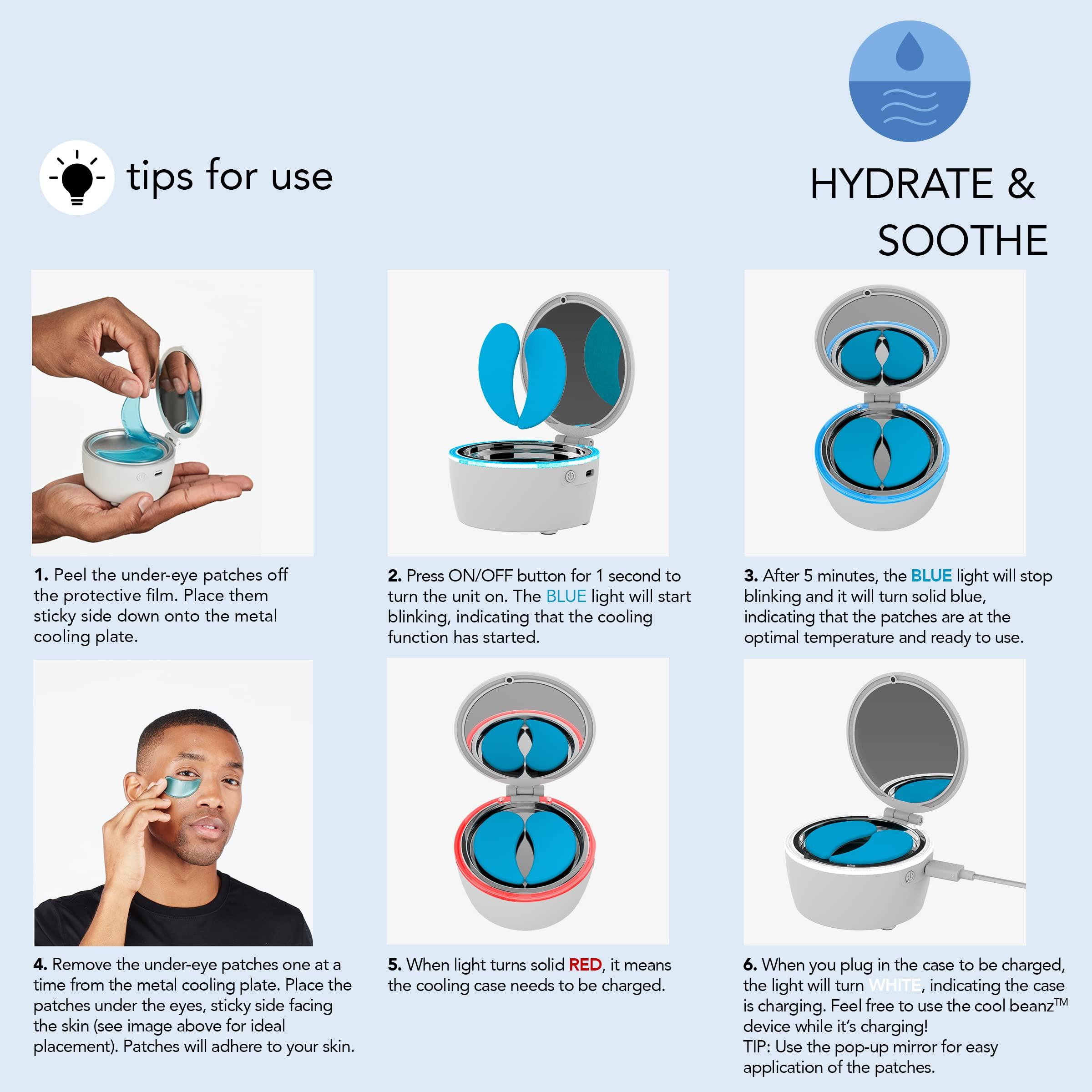 Conair skn by conair Cool Beanz Reusable Under Eye Patches, Rechargeable Cooling Eye Mask to Reduce Dark Circles and Puffiness, and Refresh Tired Eyes