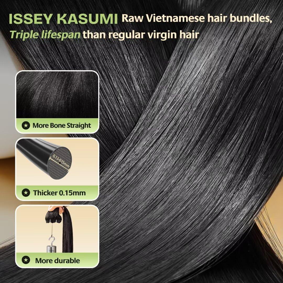 ISSEY KASUMI ISSEY KASUMI Raw Vietnamese Human Hair Bundles,Triple Lifespan Than Regular Virgin Hair,In-Store Quality,Online Price! 100% Raw Vietnamese Hair Bundles Straight Raw Hair 3 Bundles 18 18 18 Inches