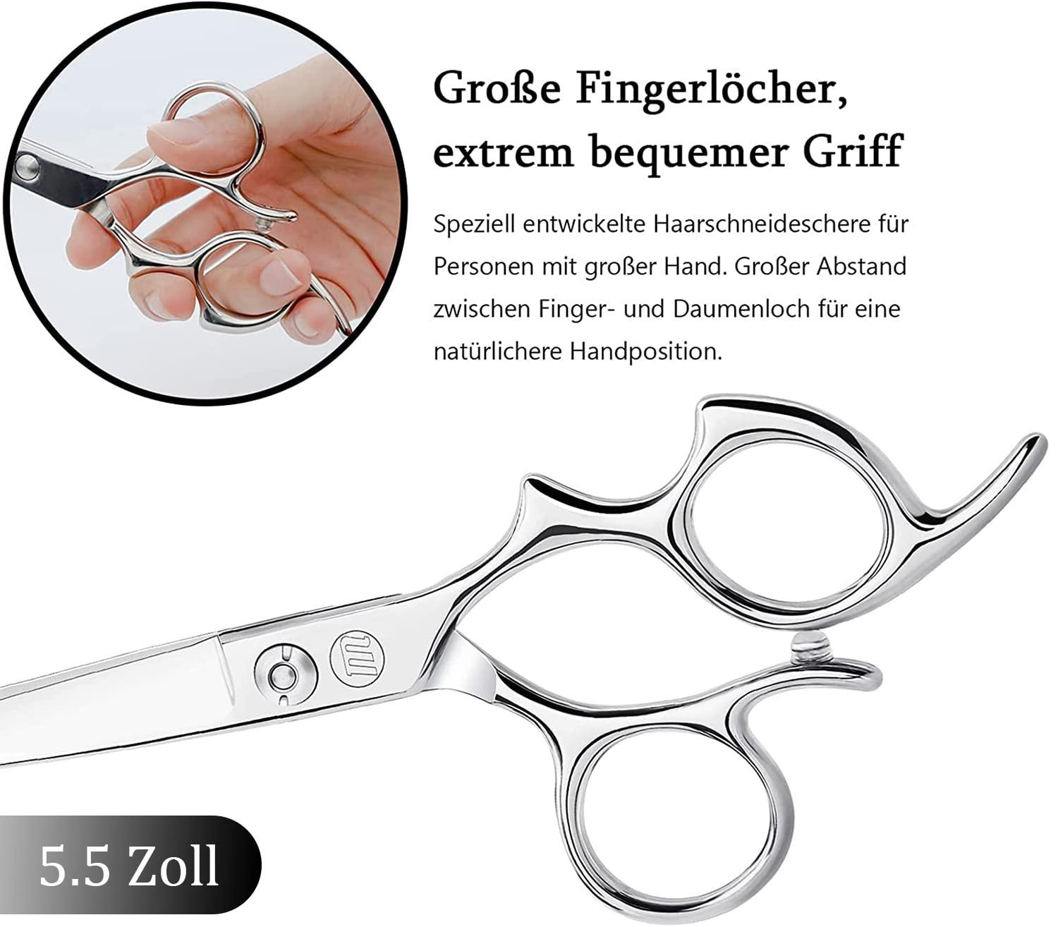 Moontay Moontay 5.5" Hair Cutting Shears with Large Finger Holes, Professional Barber Stylist Scissors, Salon Hair Cutting Scissors, 440C Japanese Stainless Steel, Silver