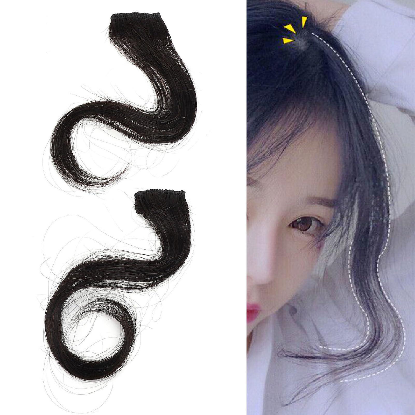 Fockety Side Air Bangs, High Temperature Synthetic Hair Customizable Clip in Bangs Adjustable Versatile Style Black Front Side Bangs for Women Girls Everyday Dress Up