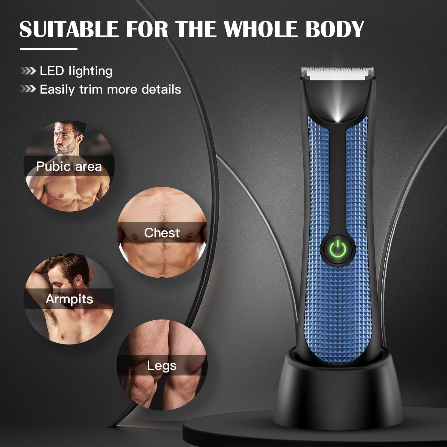 SRS Ball Trimmer Shaver, Waterproof Electric Body Hair Trimmer for Men Women Wet Dry Use, Blue