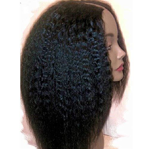 Prime Kitty 1X3 U Part Wig Human Human Hair Wigs for Black Women 9A Virgin Hair Italian Yaki U Part Wigs (130% Density 14" 1B off Black Color) Middle Opening Glueless Human Hair Wigs Kinky Straight Wig