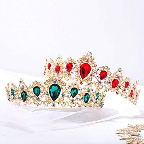 Barode Barode Bridal Baroque Wedding Crowns Rhinestone Tiaras Queen Prom Hair Accessories for Women and Girls (Green)