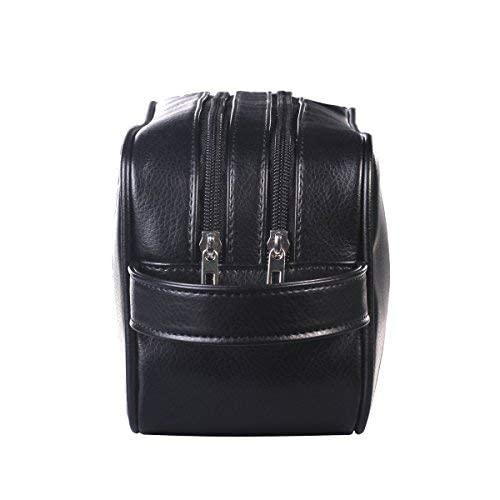HappyDavid HappyDavid Soft PU Leather Zipped Travel Toiletry Bag Mens Ladies Supply Toiletry Bag Case(Black)