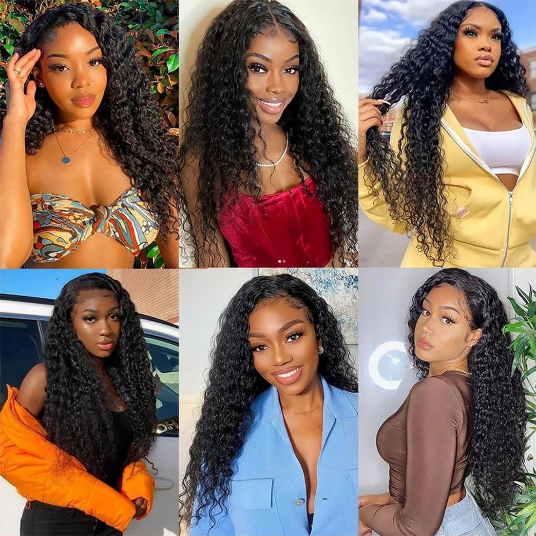 Chikamlty Deep Wave Bundles Human Hair 14 Inch Single Bundle Upgrade Brazilian Virgin Hair Bundles Deep Curly Bundle Water Wave Bundles Deep Wave One Bundle Human Hair for Black Women Natural Black