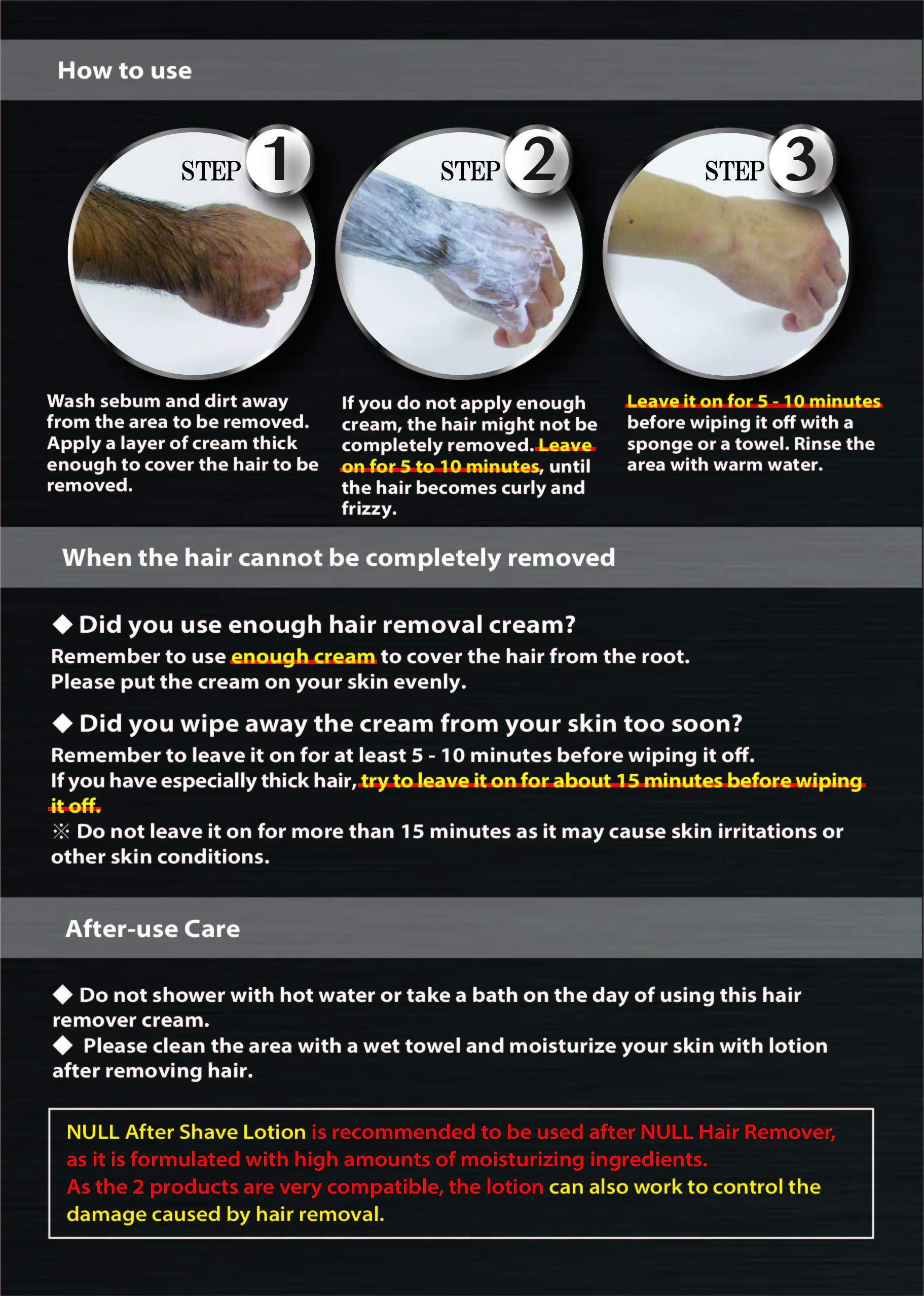 MEDICOS CO., Ltd [Japanese Quality] NULL Hair Removal Cream for Men. Large 8.81 oz. Works great approx. 5 mins on pubic hair, body, arms, legs, and male chests, Painless, Aloe Vera, Depilatory cream for men