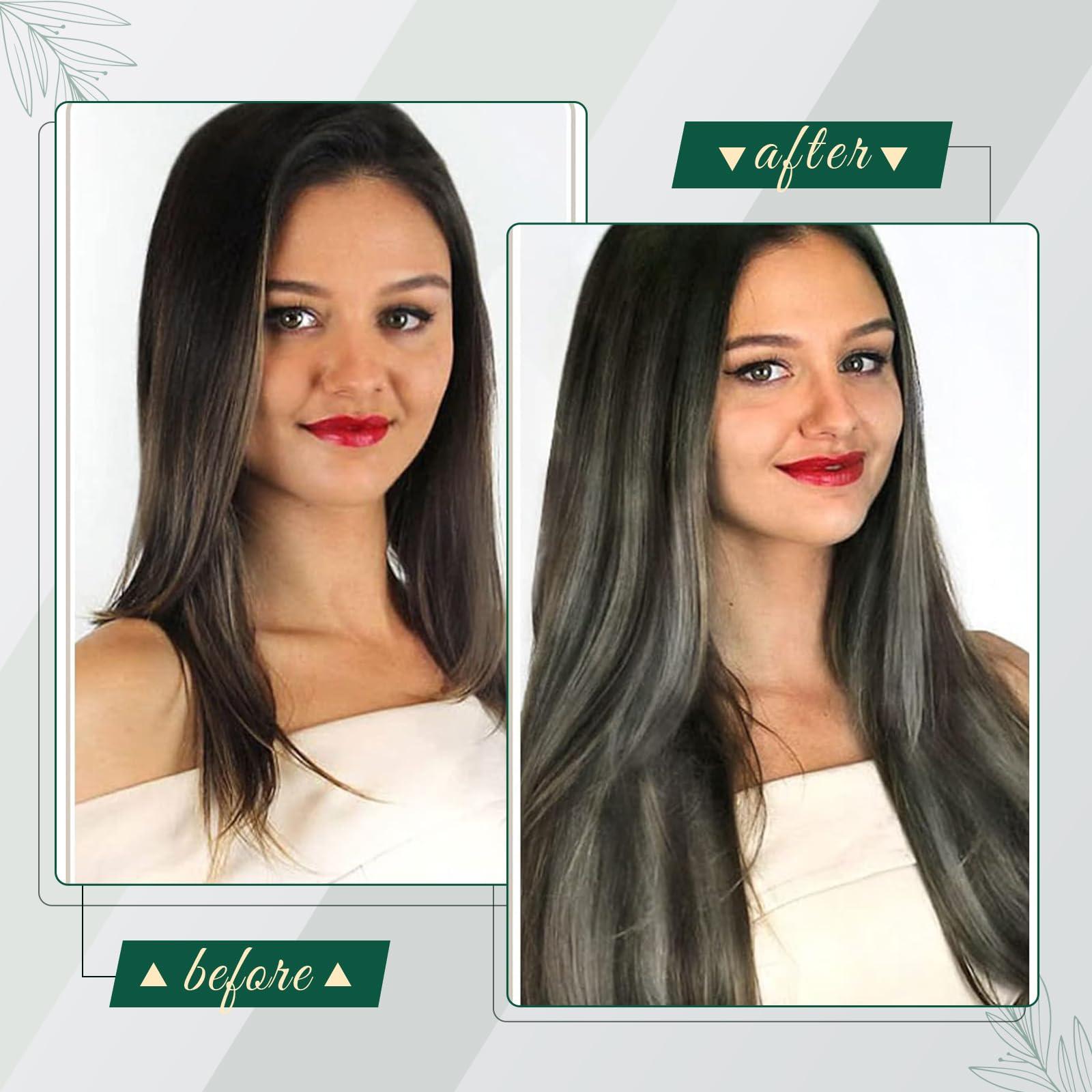 RUNATURE RUNATURE Human Hair Weft Extensions Ombre Black Weft Hair Extensions Human Hair Black to Silver Mix Black Sew in Hair Extensions Real Human Hair Weft Straight Weft Hair Extensions 12 Inch 70g