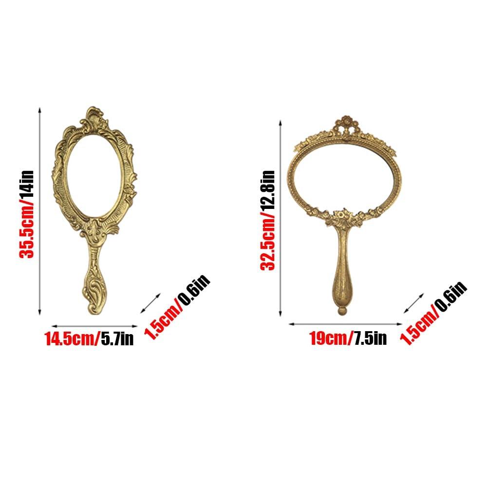APLUSH APLUSH Gold Oval Vintage Hand Mirror, Wall Mirror Decorative Metal Mirror, Portable Handheld Mirror with Handle(A)