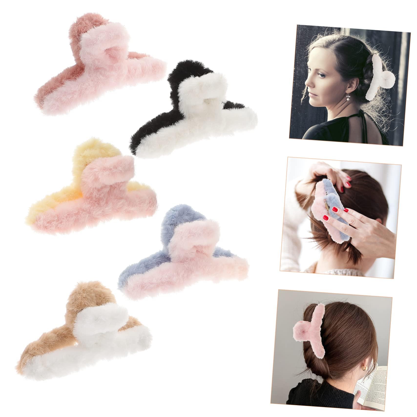 Angoily Angoily 5pcs Hairpin Fuzzy Hair Claw Hair Barrettes for Girls Fancy Claw Clips Claw Clip for Thick Hair Faux Hair Clip Fancy Hair Clips Women Tiara Plush Miss Big Claws Non-slip