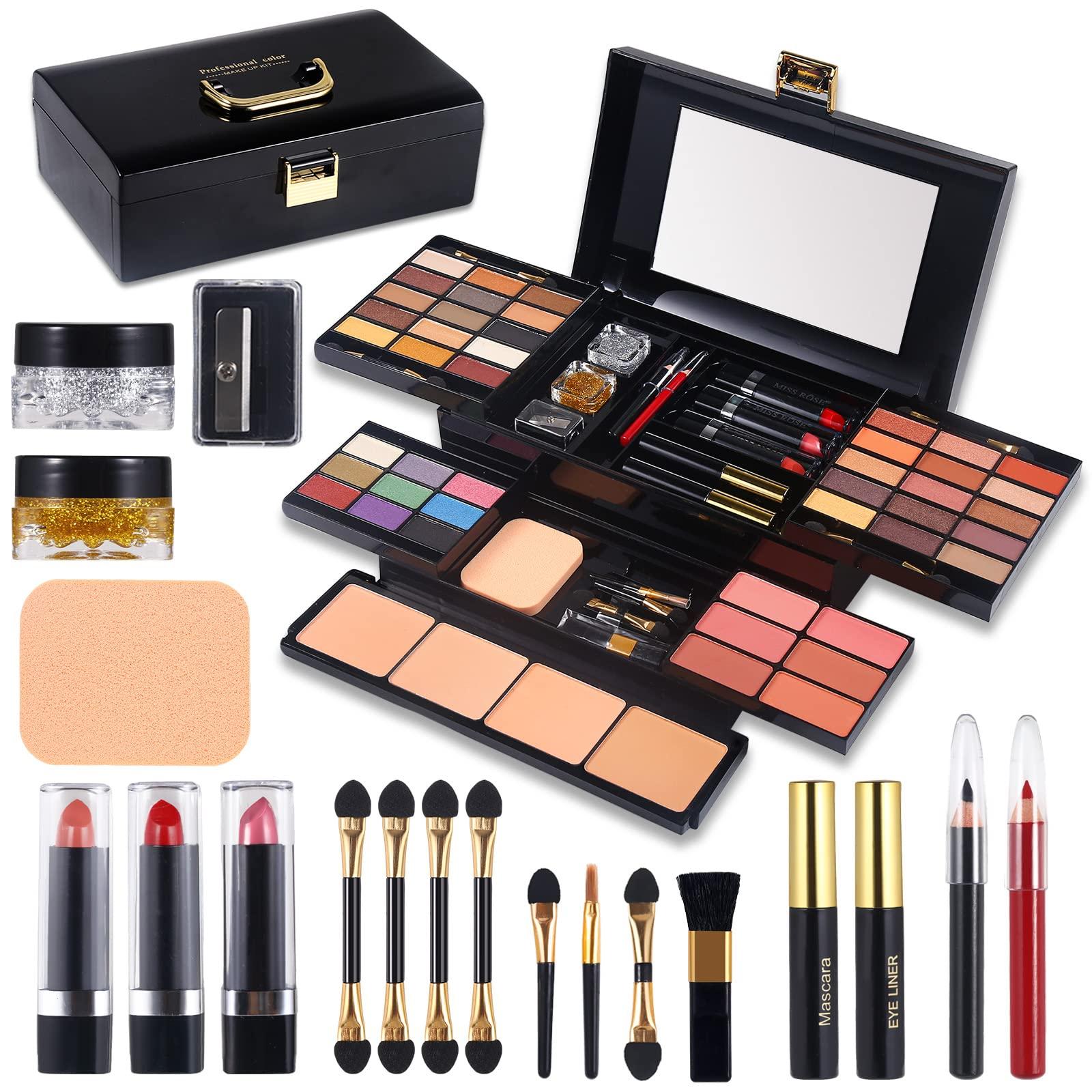 Lufeeyeta Professional Makeup Kit for Women Girls Full Kit with Mirror 58 Colors All in One Make up Gift Set Included Eyeshadow,Compact Powder,Blusher,Lipstick,Eyebrow Pencil,Gitter Gel,Eyeliner,Mascara