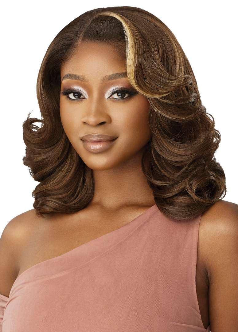 Outre Outre - 5X5 Lace Closure Wig - Human Hair Blend - Body Wave 16\" (DARK BROWN 2)