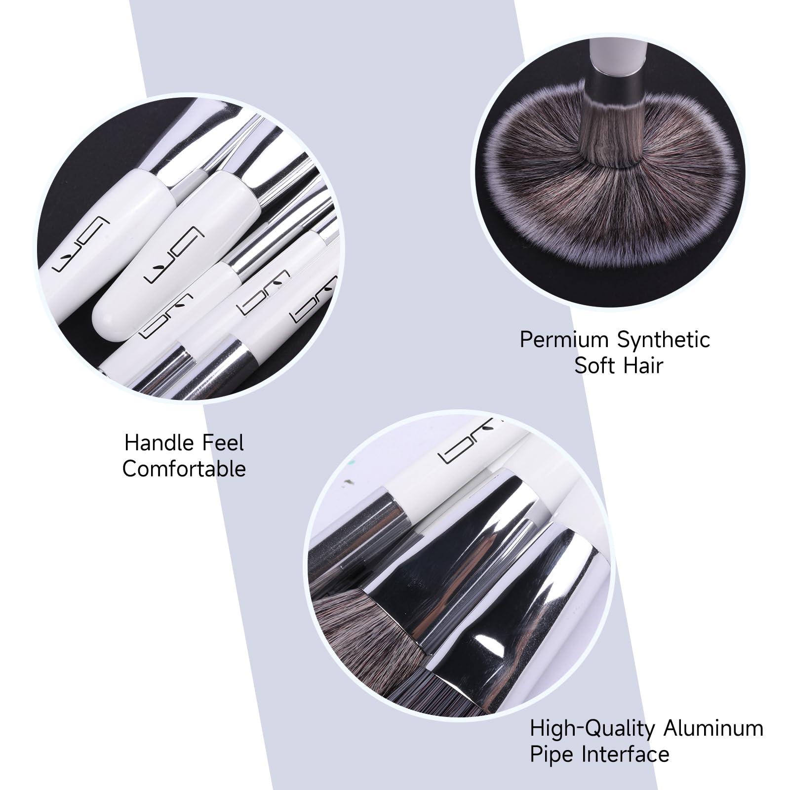 Brush Master Brush Master Travel Makeup Brushes Set w/Pouch, 5PCS Double Ended Portable Mini Cosmetic Brushes Kit for Foundation, Eyeshadow, Lip, Blush Make Up Brushes Professional(White)