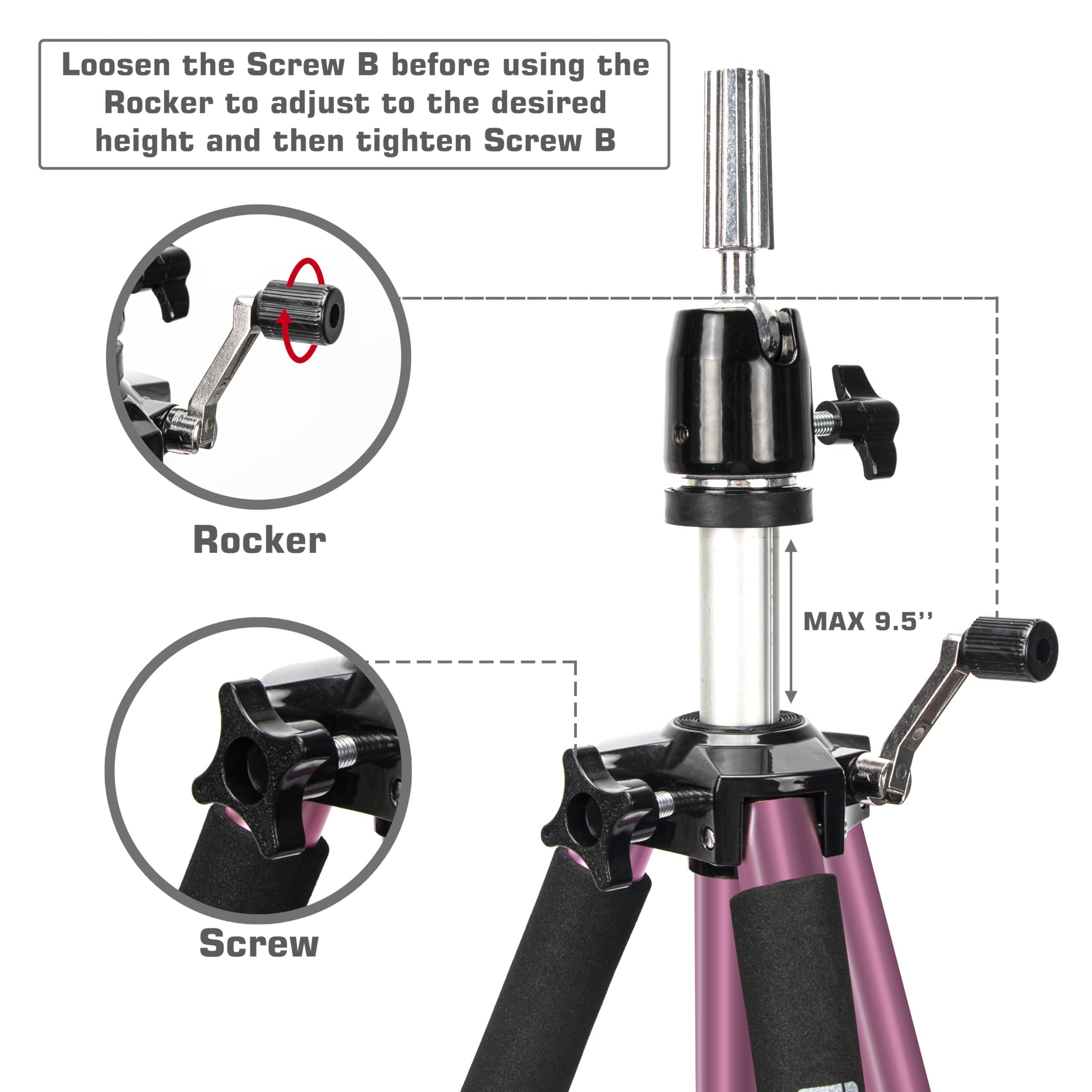 GEXWORLDWIDE gexworldwide GEX 63\" Heavy Duty Mannequin Tripod Stand for Wig Cosmetology Training Practice Doll Manikin Head Tripod Wig Stand With Travel Bag (Rosy)