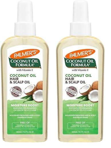 Palmer\'s Palmer\'s Coconut Oil Moisture Boost, Restorative Hair and Scalp Oil Spray, Lasting Hydration and Shine for Dry or Damaged Hair, Promotes Scalp Health, 5.1 Oz (Pack of 2)