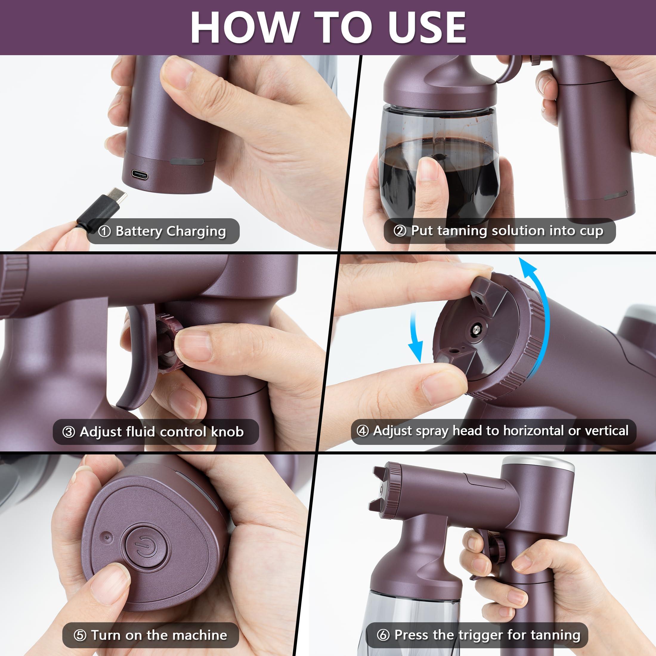 Yoyair Personal Spray Tan Machine with Brushless Motor Strong Power Professional Spray Tan Gun Cordless Type Handheld Portable and Rechargeable Self Tanner for Salon Home Tan Mobile Tan