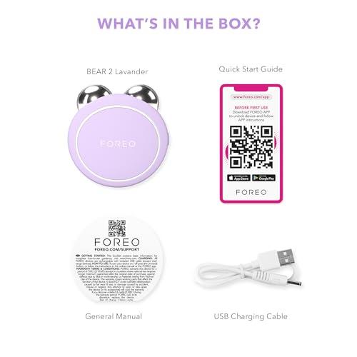 FOREO FOREO BEAR 2 go - Travel-friendly Toning Microcurrent Facial Device - For Fine Lines & Wrinkles - Anti Aging - Face Sculpting - Instant Full Face Lift - Firm & Contour - Compact Skin Care - Lavander