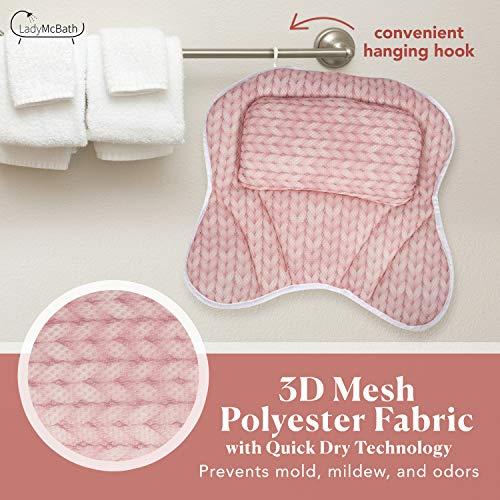 LADYMCBATH Lady McBath Bath Pillow - Luxury Bath Pillows for Tub Neck and Back Support - Powerful Suction Cups, Machine Washable Bathtub Accessory for Relaxation (Peach)