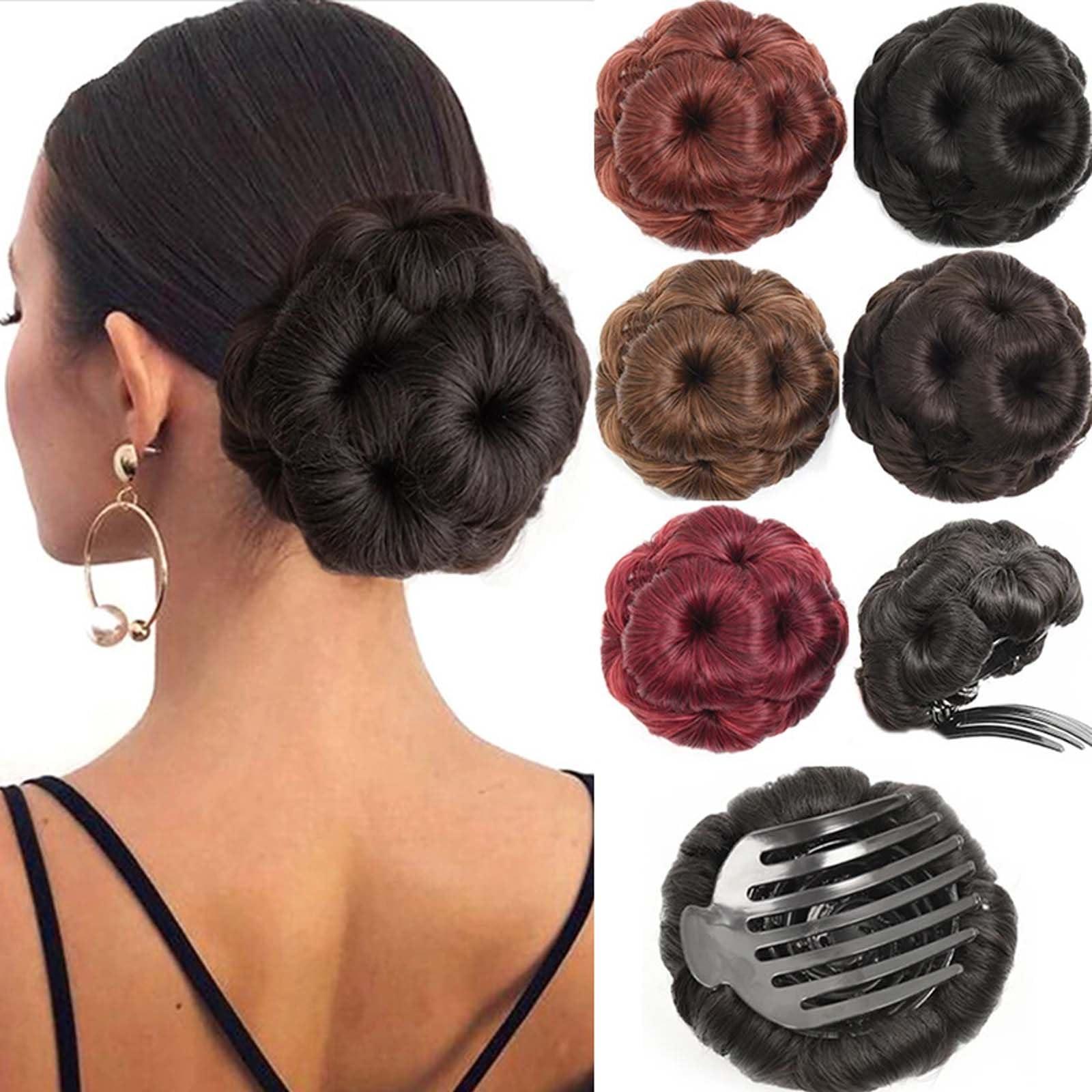 WUODHTW WUODHTW 2PcsClaw Clip Messy Bun Hair Piece Hair Buns Ash Blonde Curly Wavy Hairpieces Wedding Party Headwear Women\'s wig