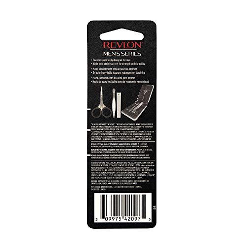 REVLON Revlon Eyebrow Hair Removal Tweezer, Men\'s Series, High Precision Tweezers for Men, 60% Larger Grip, Stainless Steel (Pack of 1)