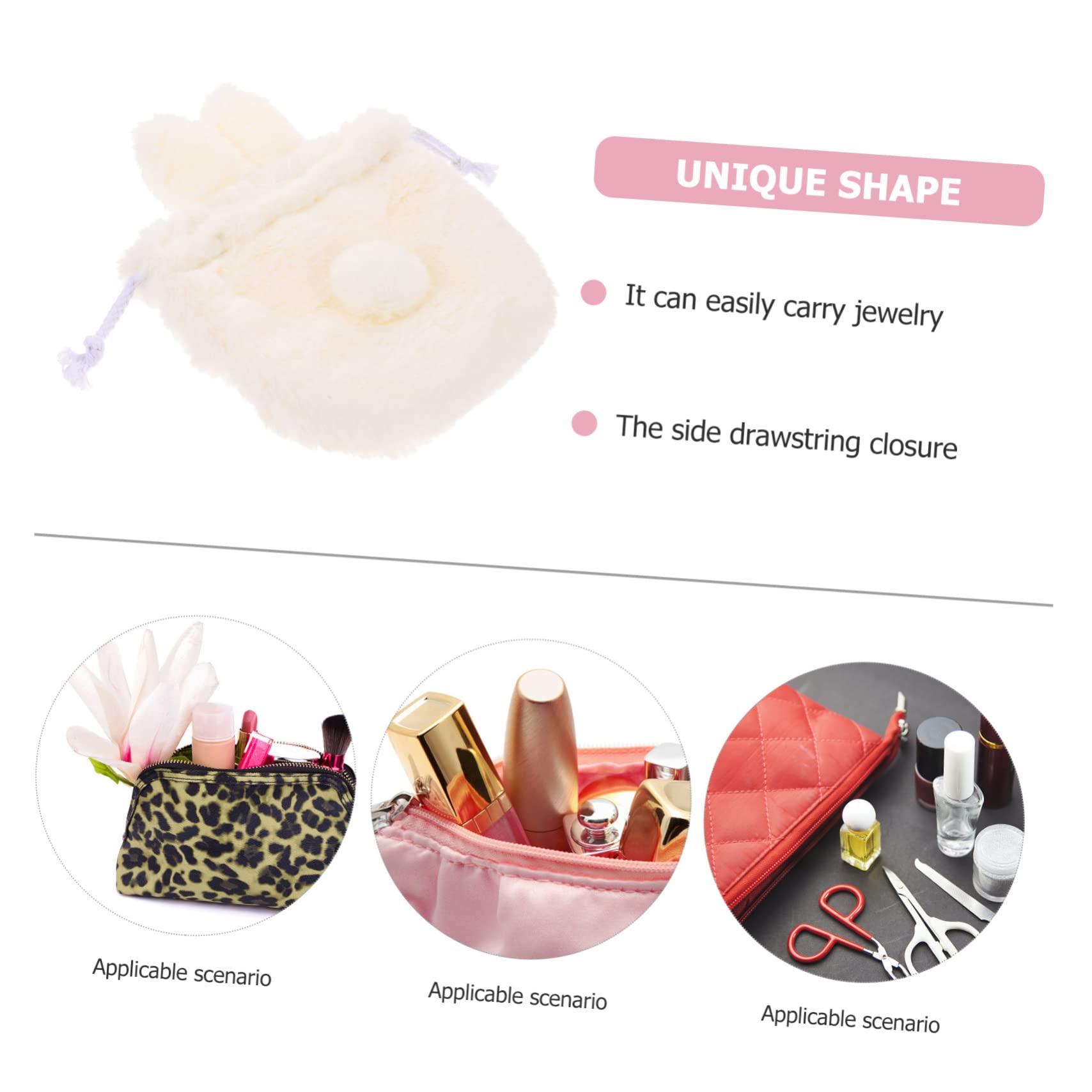 Beaupretty Beaupretty Plush Makeup Bag Drawstring Portable Cosmetic Storage for Girls Puffy Travel Organizer