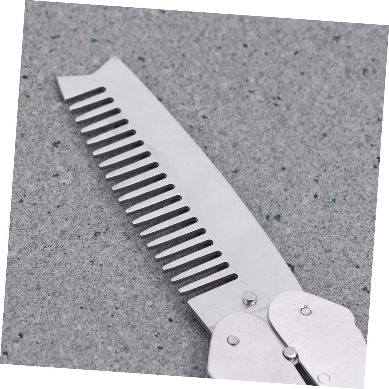 Hemoton Hemoton Men\'s Stainless Steel Mustache Styling Brush Hair Comb for Men Beard and Mustache Combs Set Anti-Static Portable Folding Tool for Home and Salons
