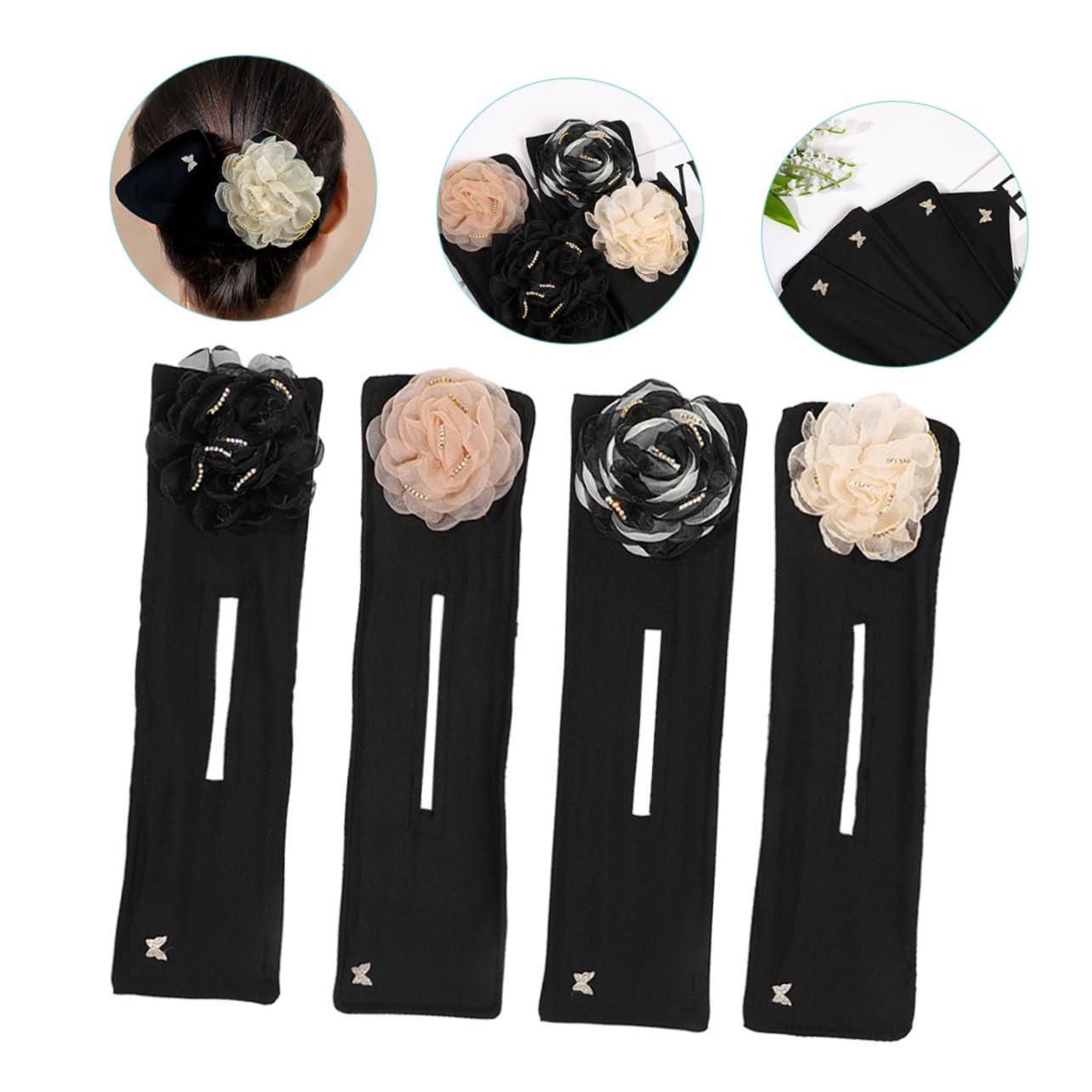 MAGICLULU MAGICLULU 4pcs Floral Hair Bun Maker Hair Donuts Shaper for Easy Hair Styling Ideal Hair Accessories for Elegant Hairstyles Includes Flowers