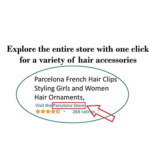 Parcelona Parcelona French Plain Curve 4 1/4 Tortoise Shell Brown Celluloid French Banana Hair Clip Flexible Ponytail Holder Fashion Durable Styling Paris Hair Accessories for Women, Made in France
