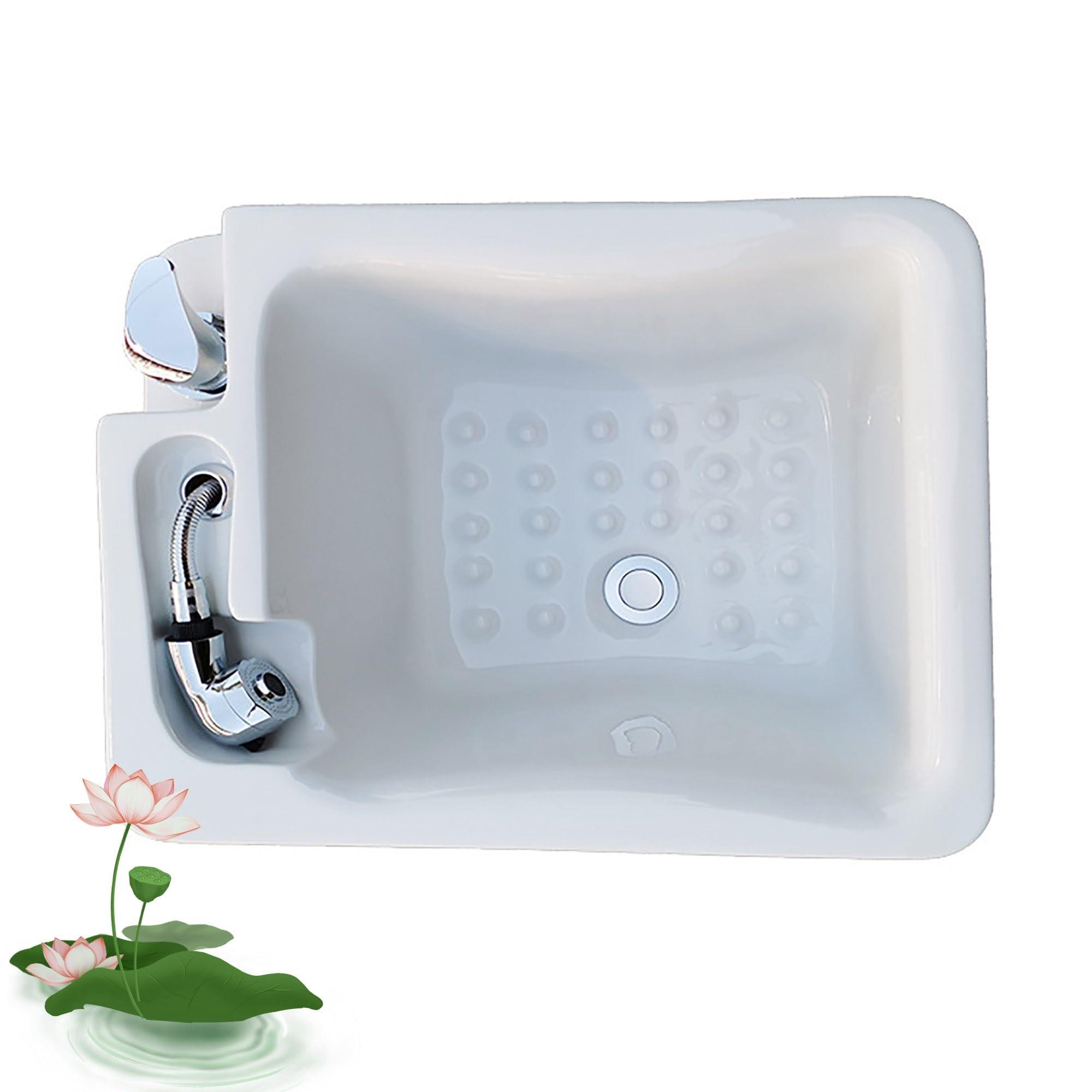 SRDCAIM Square Acrylic Foot Soaking tub, Massage Foot Bath, Pedicure Bowl, Pedicure Foot Spa with Underground Acupuncture Point Massage, for Home Spa Treatment Pedicure Chair Shampoo Sink