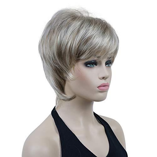 Lydell Lydell 6" Short Straight Layered Hair Full Synthetic Wig (H16/613 Blonde Highlighted)