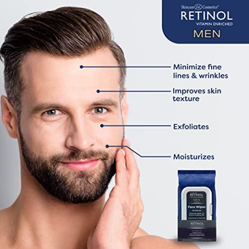 Retinol Retinol Men Facial Wipes Anti-Aging Cleansing Towelettes - Quickly cleanse face from sweat, oil and pore-clogging dirt without any heavy residue