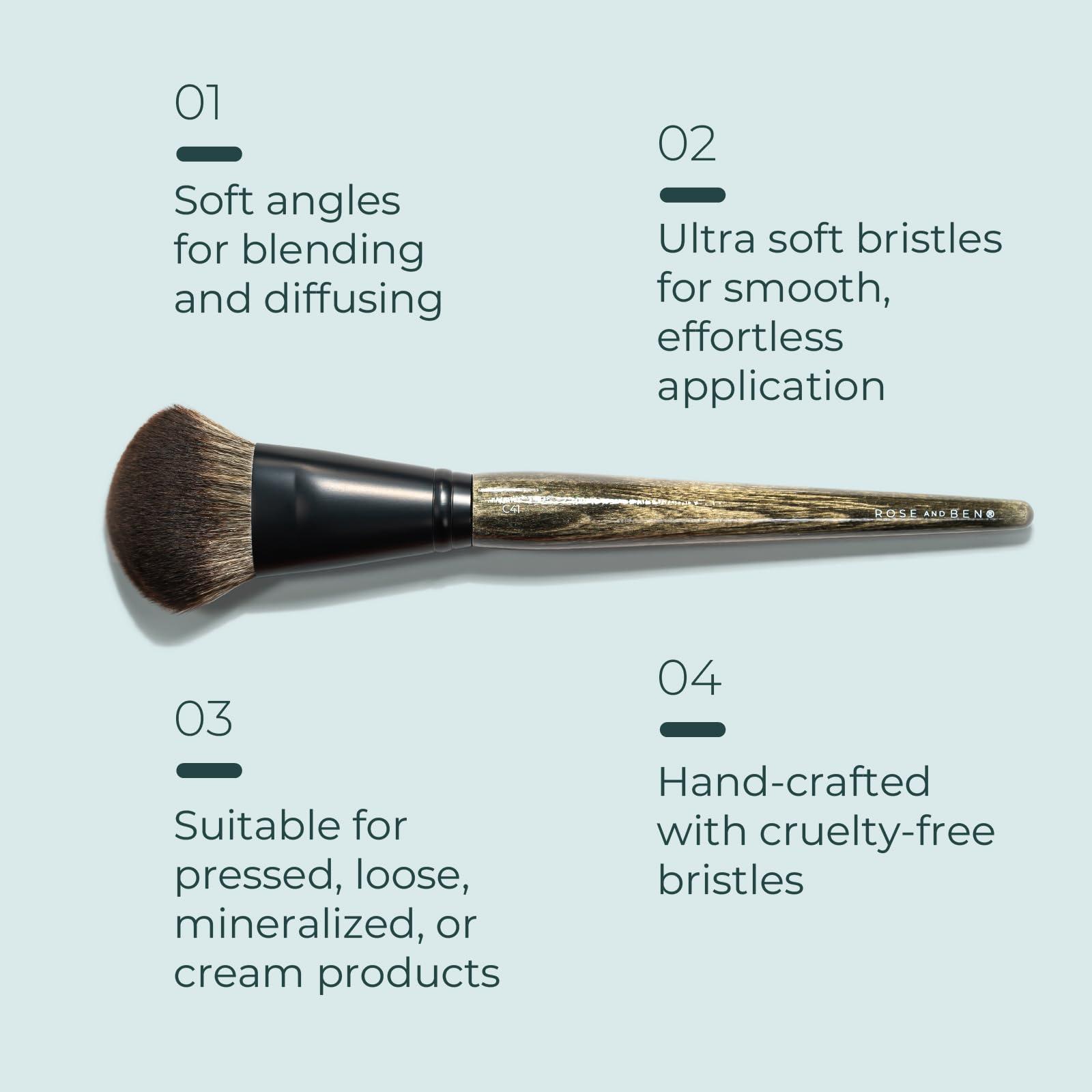 Rose and Ben Beauty Rose and Ben Beauty C40 Bronzer Brush & C41 Blush Brush Bundle | Professional Brushes for Flawless Bronzer, Blush, Powder & Contour Application | Angled, Non-Shedding, Cruelty-Free