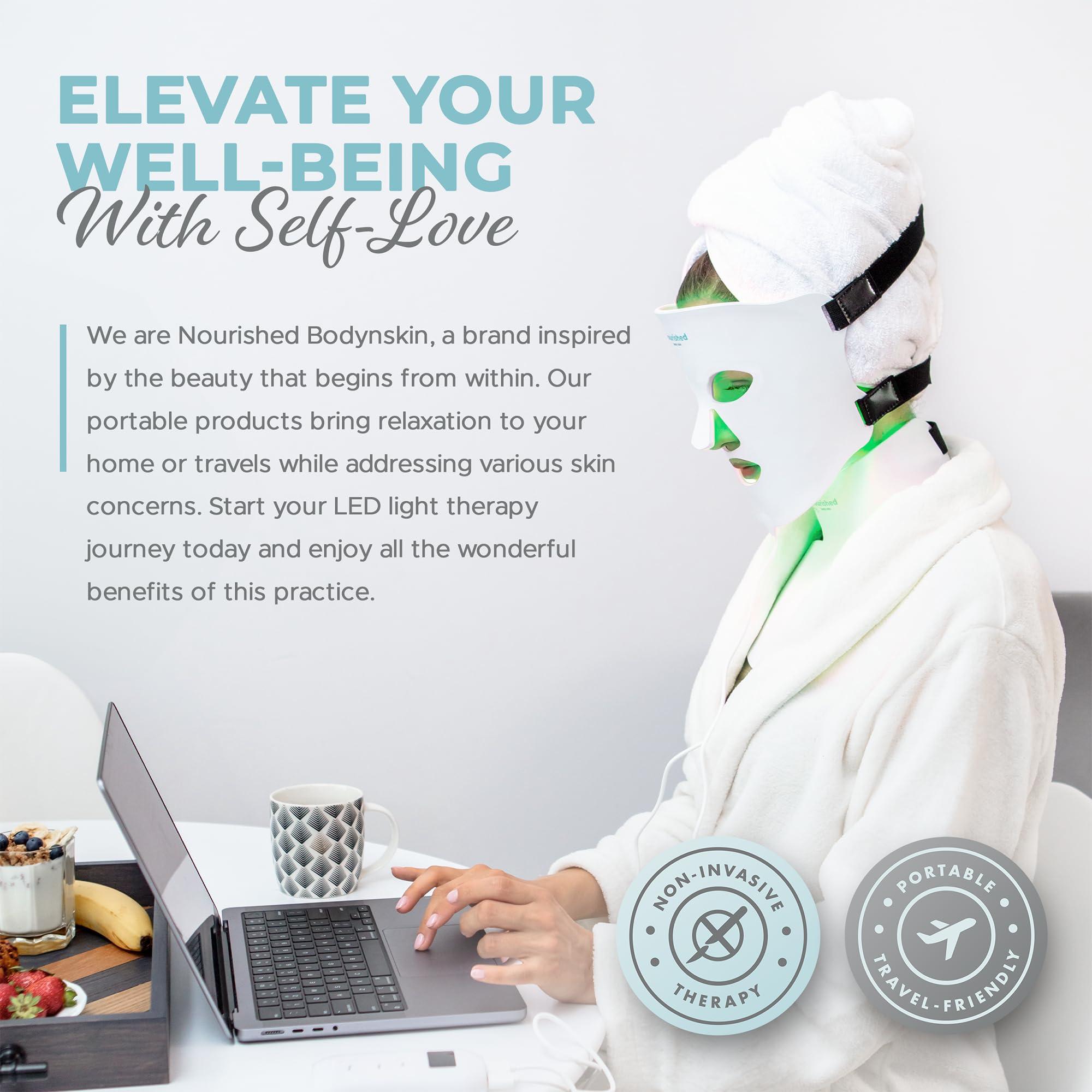 Nourished Bodynskin Nourished Bodynskin LED Light Therapy Face & Neck Mask - Facial Skin Care Device - 7 Colors Red & Blue - Rejuvenation, Anti-aging Product for Wrinkles