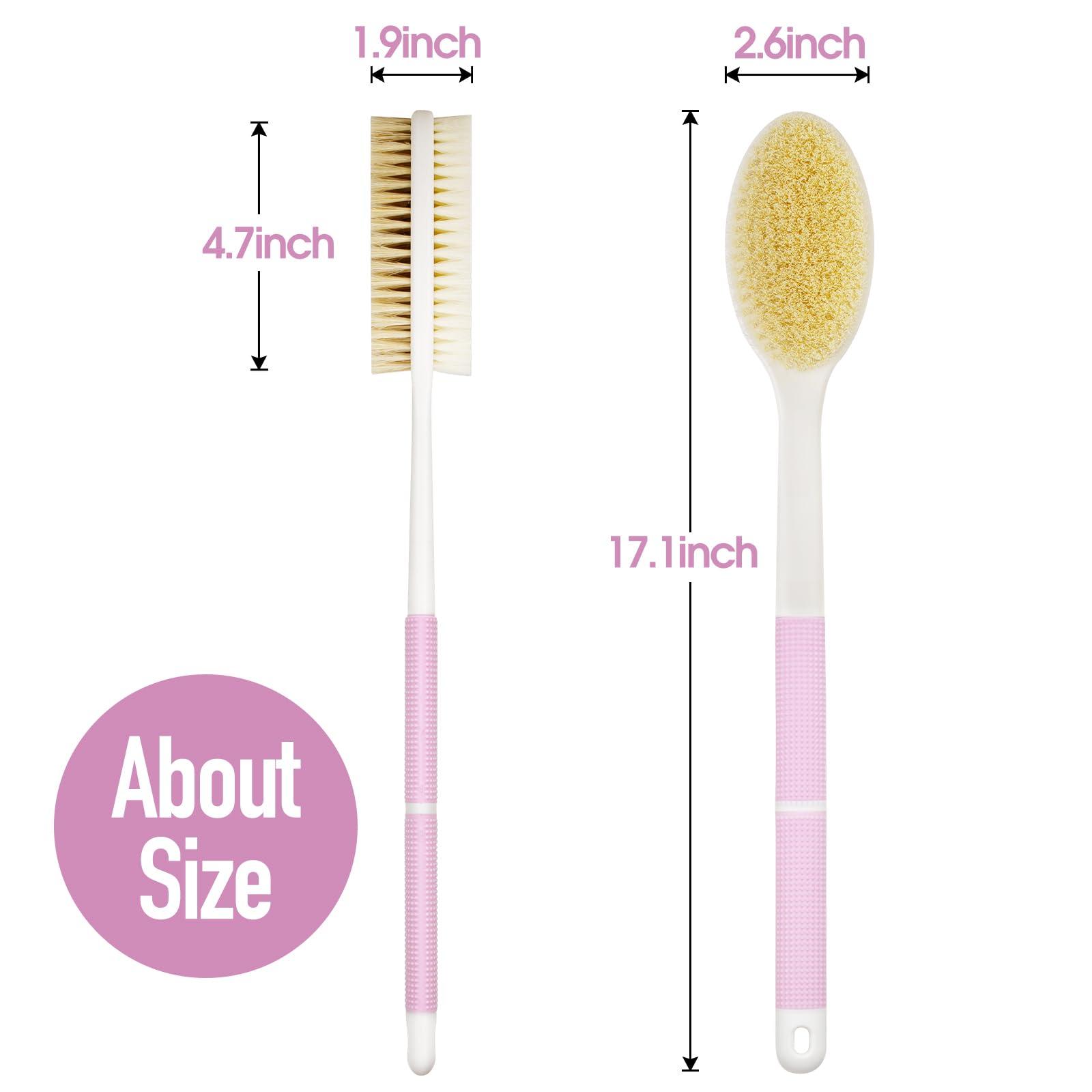 Backski Backski Body Scrubber Anti Slip for Shower,Shower Brush Long Handle with Stiff and Soft Bristles,Body Wash Exfoliating Back Scrubber for Bath or Dry Brushing Body Brush(Pink)