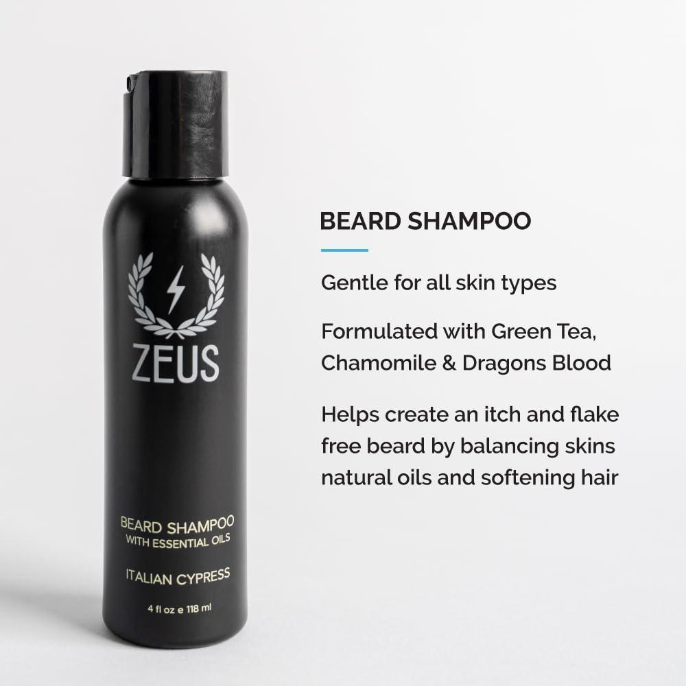 ZEUS ZEUS Starter Beard Wash & Beard Oil Kit for Men, Soften, Hydrates, & Moisturizes Facial Hair (Italian Cypress) MADE IN USA