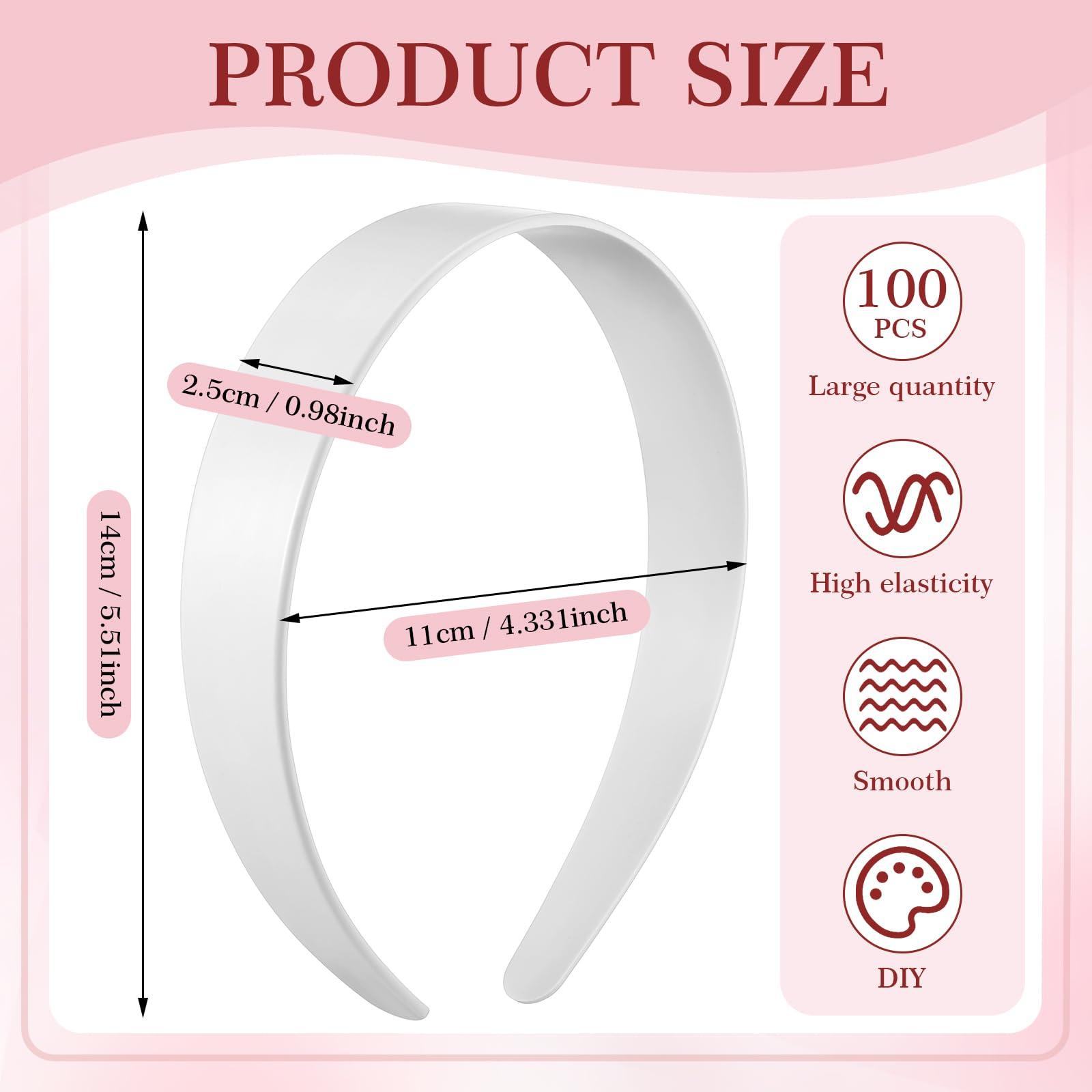 Hotop Hotop 100 Pcs Plastic Headbands Bulk 1 Inch Wide Craft No Teeth Plain Headbands DIY Hair Band Accessories for Girls Women (White,1 Inch Wide)