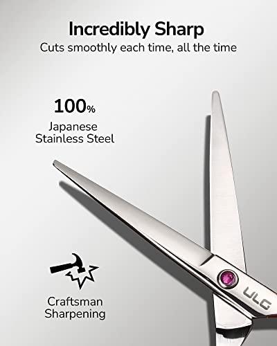 ULG Hair Cutting Scissors Thinning Shears Kit ULG Professional Barber Hairdressing Texturizing Salon Razor Edge Scissor Japanese Stainless Steel 6.5 inch