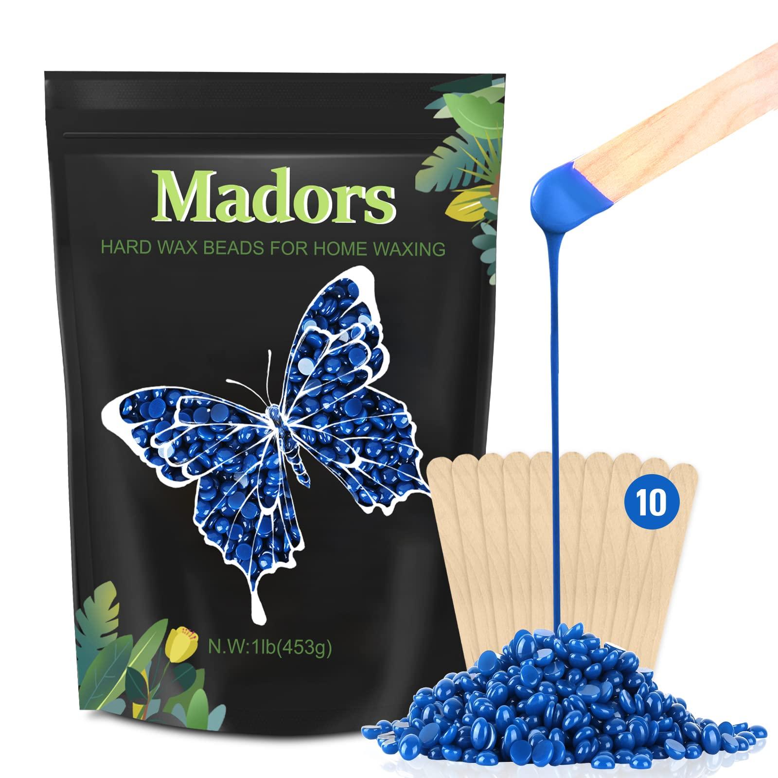 Madors Madors Hard Wax Beads for Hair Removal -1lb/16oz Wax Beans Kit with 10 Wax applicator Sticks for Full Body, Facial, Brazilian Bikin,and legs