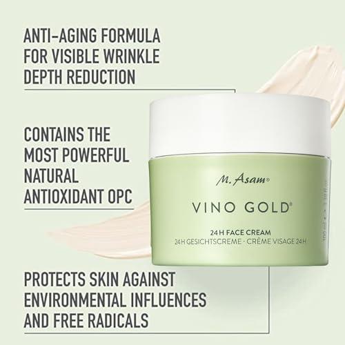 M. Asam M. Asam VINO GOLD 24h Facial Cream (3.38 Fl Oz)- 24h day cream & night moisturizer against lines & wrinkles, protection against skin aging, anti-aging, vegan facial care, skincare for women.