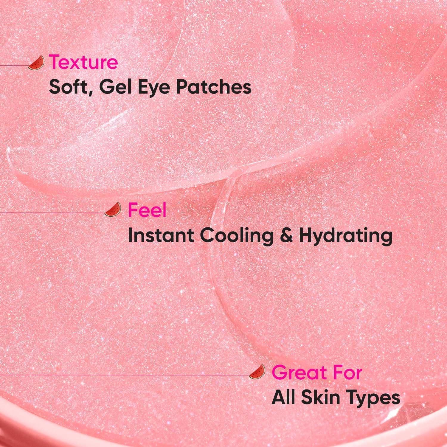 NinthAvenue Basics Dots and Keys Watermelon Cooling Hydrogel Under Eye Patches for Dark Circles & Puffiness Reduction | With Hyaluronic & Niacinamide | Eye Patches | Instantly Hydrates, Cools & De-Puffs | 60 Patches