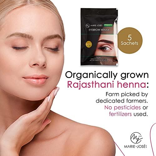 Marie-José Marie-José & Co Henna Brow Tinting Kit Blonde Dye, Eyebrow Spot Coloring, Long-Lasting Eyebrow Powder, Water & Smudge Proof, 5 Sachets, Good for 50 Applications