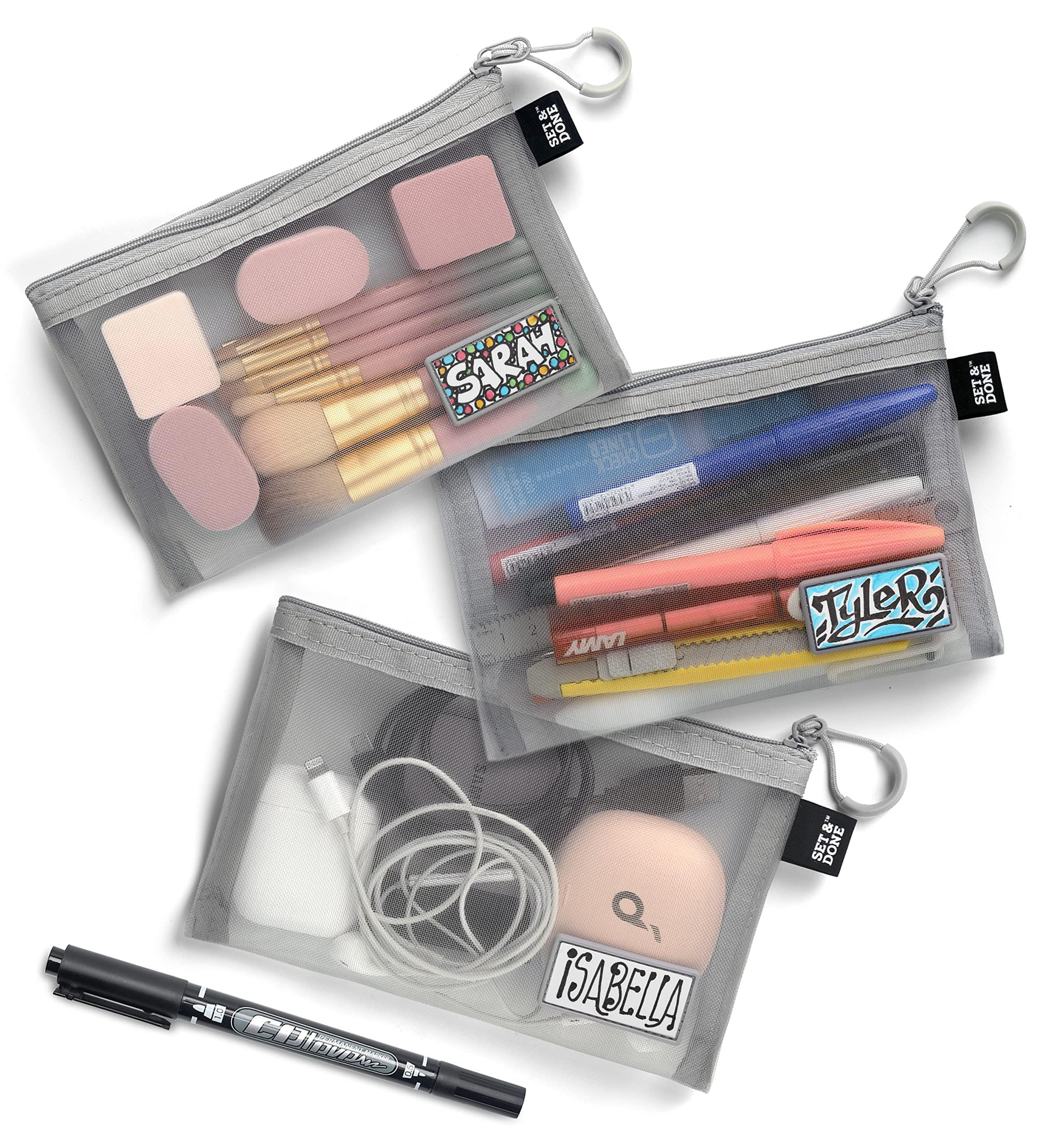 Set & Done Set & Done Mesh Cosmetic Pouches - Mesh Makeup Bags, Zipper Pouch for Office or Travel Accessories - Organizers for Small Items Makeup Lipstick, Toiletries (6 Pieces - Grey)