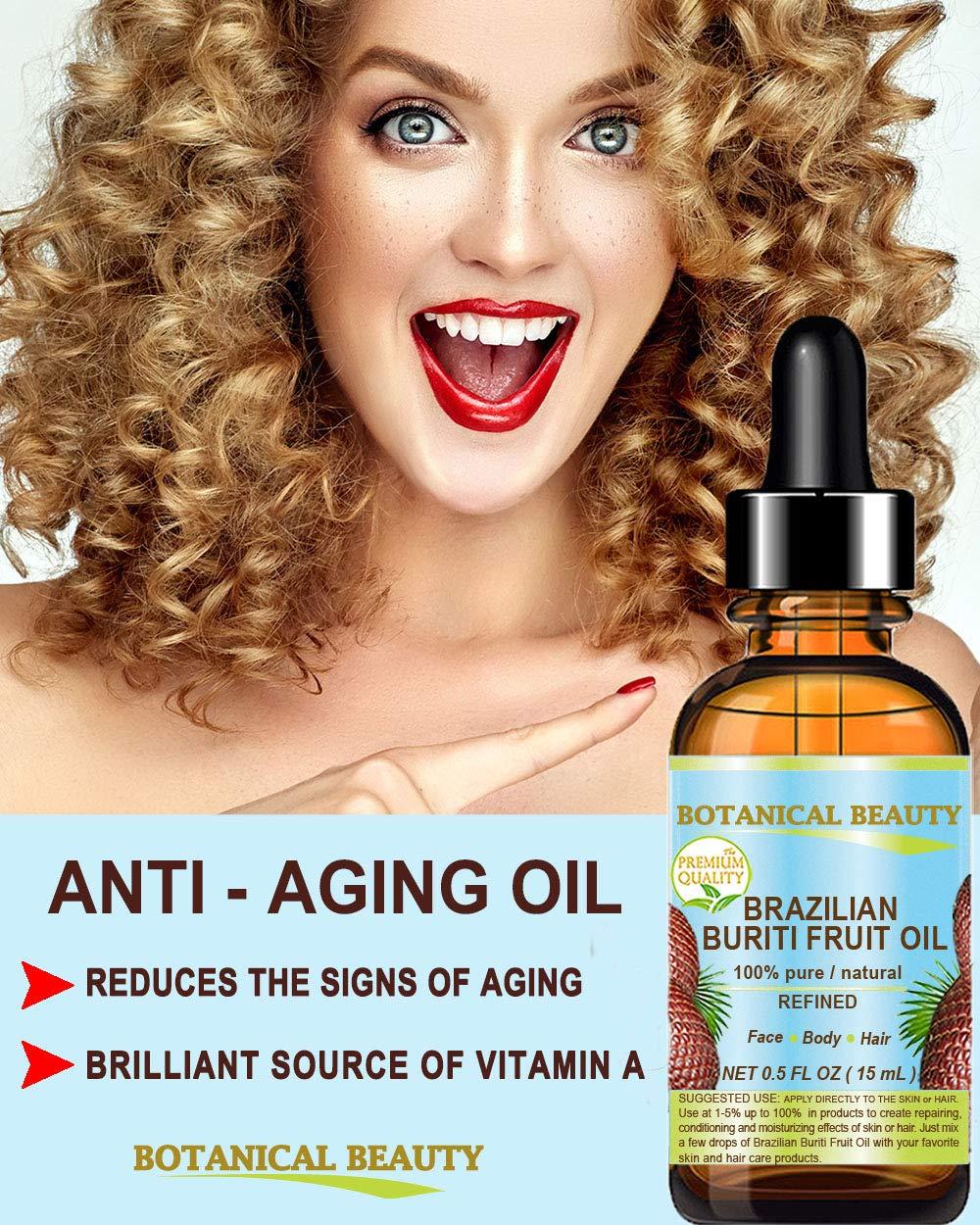 Botanical Beauty Brazilian BURITI FRUIT OIL Pure Natural Virgin Refined Cold Pressed Carrier Oil Undiluted 1 fl.oz- 30 ml for Face, Body, Hair, Lip and Nails by Botanical Beauty