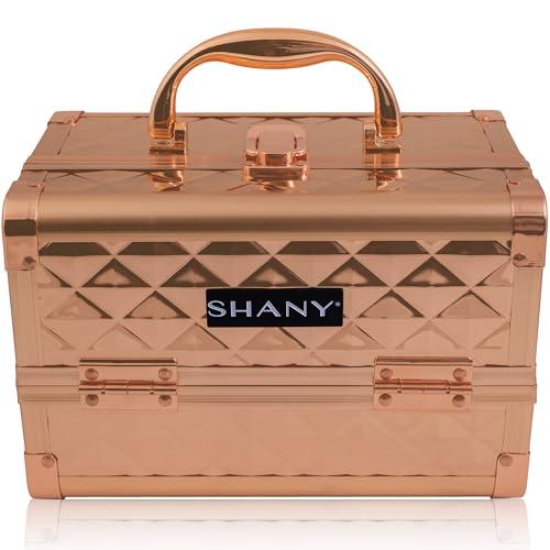 SHANY SHANY Chic Makeup Train Case Cosmetic Box Portable Makeup Case Cosmetics Beauty Organizer Jewelry storage with Locks, Multi trays Makeup Storage Box with Makeup Mirror - Rose Gold