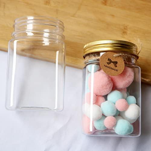 Unalilia Unalilia 12 oz Clear Plastic Jars with Lids 35 Pack Refillable Square Cosmetic Container Empty Kitchen & Home Storage Jars For Creams, Scrubs, Slimes and Dry Goods